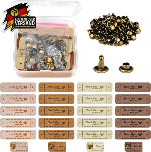 Handmade lederlabel mit nieten - lederlabel,